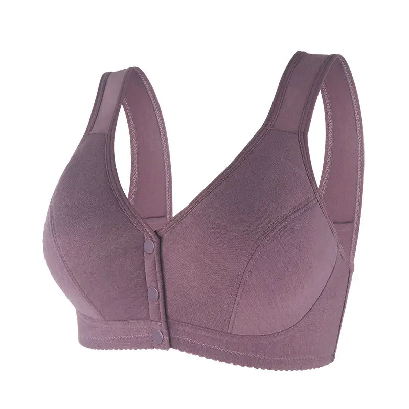 New Front-Clasp Large Bust Bra, Thin Style, Soft Cotton, Vest-Style for Middle-Aged and Elderly Women, Cross-Border Hot-Selling Large Size Bra