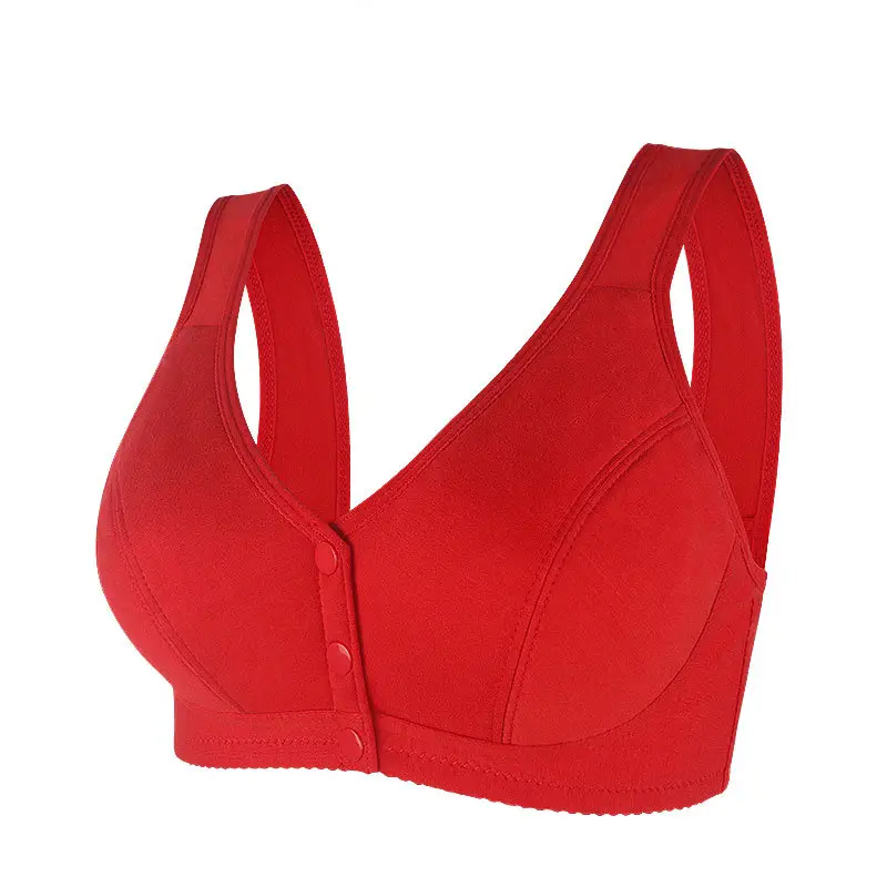 New Front-Clasp Large Bust Bra, Thin Style, Soft Cotton, Vest-Style for Middle-Aged and Elderly Women, Cross-Border Hot-Selling Large Size Bra