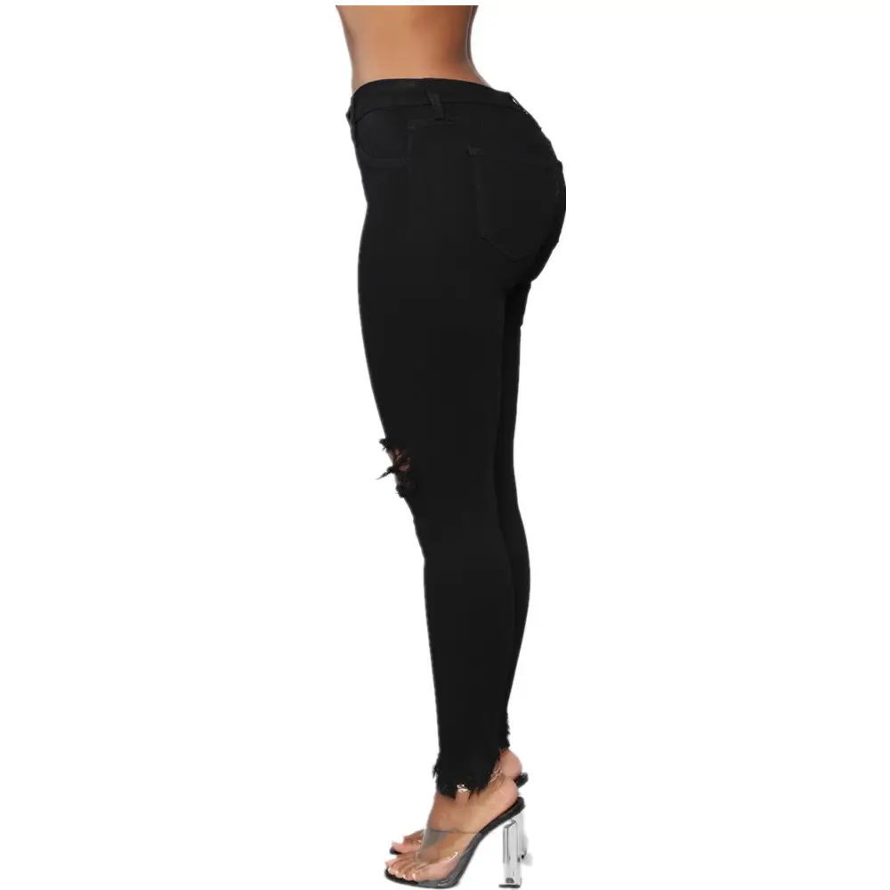 White Ripped Skinny Jeans for Women Summer - Image 3