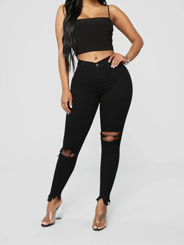 White Ripped Skinny Jeans for Women Summer — feature 11