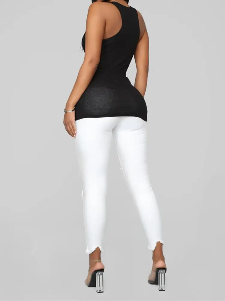 White Ripped Skinny Jeans for Women Summer — feature 3