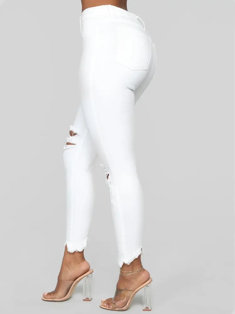 White Ripped Skinny Jeans for Women Summer — feature 4