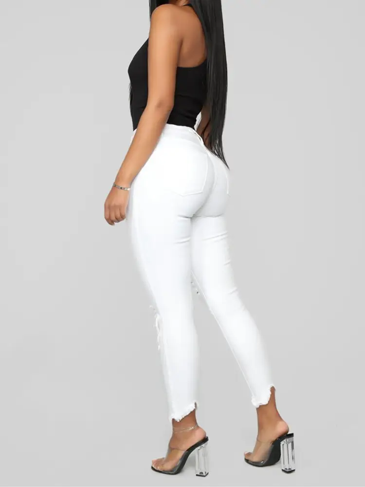 White Ripped Skinny Jeans for Women Summer — feature 5