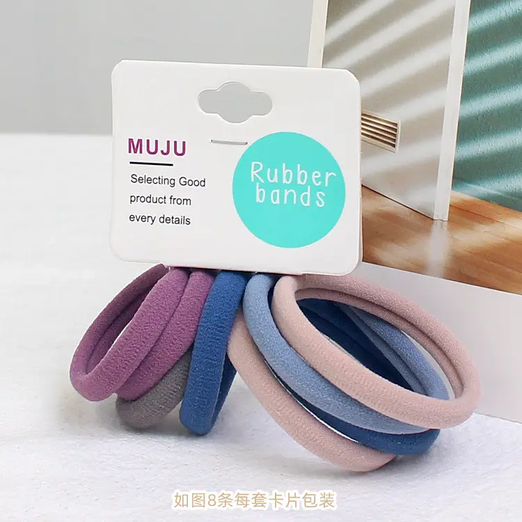 Black Rubber Hair Ties 8 Card Mount No Damage