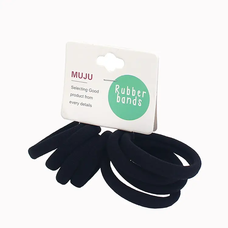 Black Rubber Hair Ties 8 Card Mount No Damage