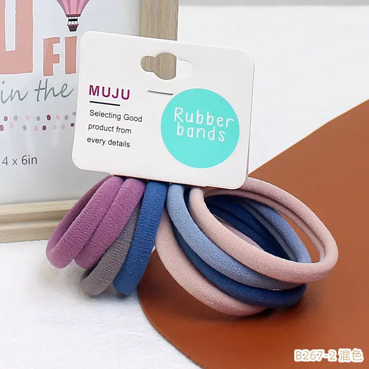 Black Rubber Hair Ties 8 Card Mount No Damage