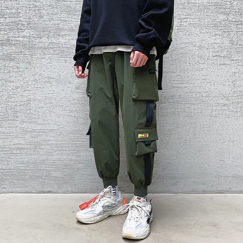 Men's Black Multi-Pocket Winter Jogger Pants