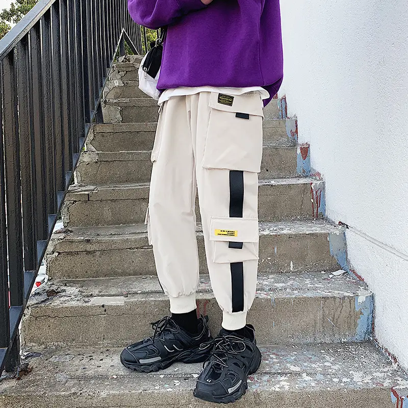 Men's Black Multi-Pocket Winter Jogger Pants