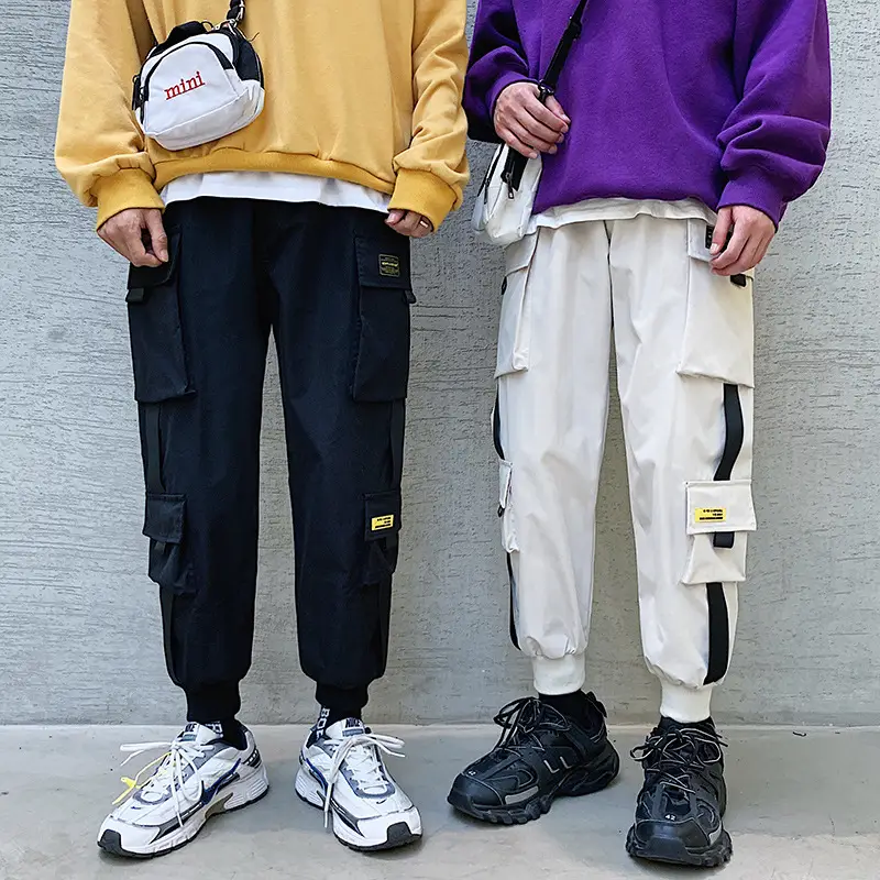 Men's Black Multi-Pocket Winter Jogger Pants
