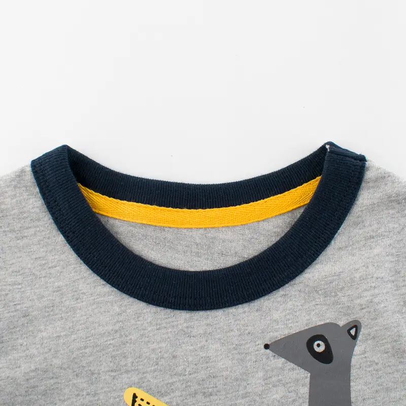 Spring New Boys T-Shirt Long Sleeve Grey White - Image 8