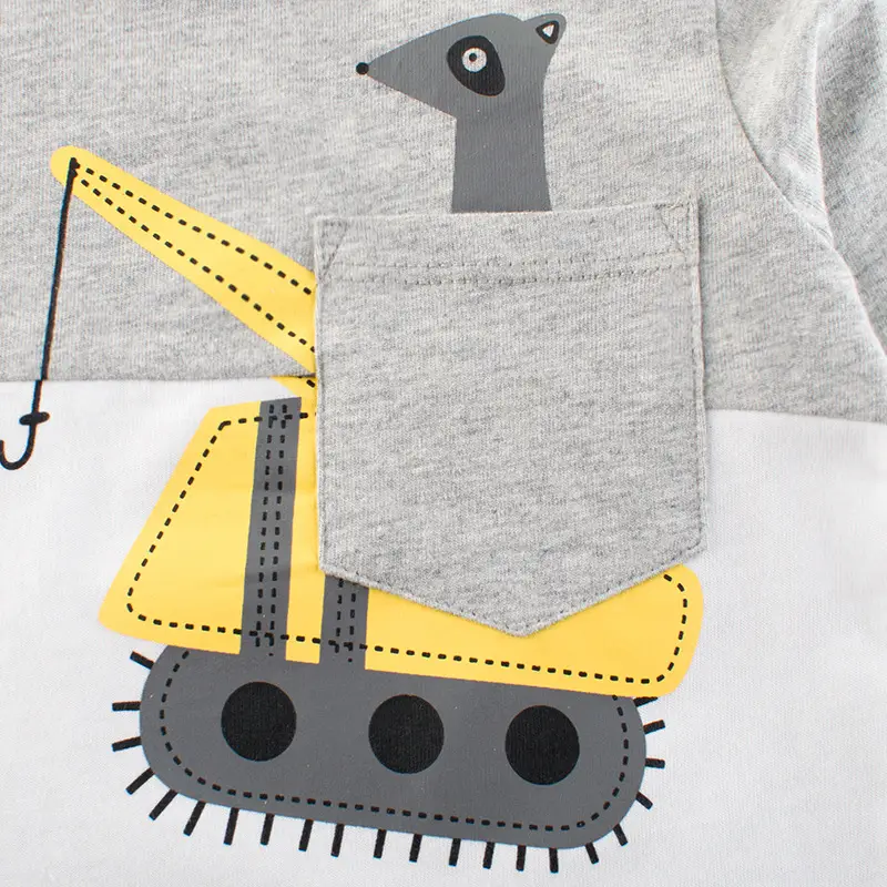 Spring New Boys T-Shirt Long Sleeve Grey White - Image 9