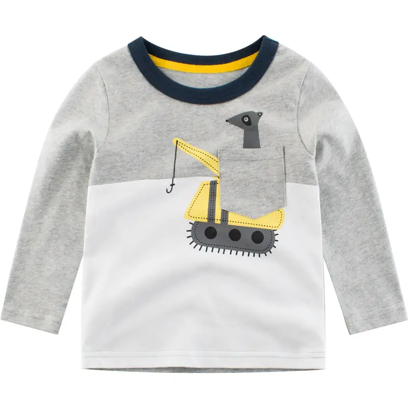 Spring New Boys T-Shirt Long Sleeve Grey White - Image 11