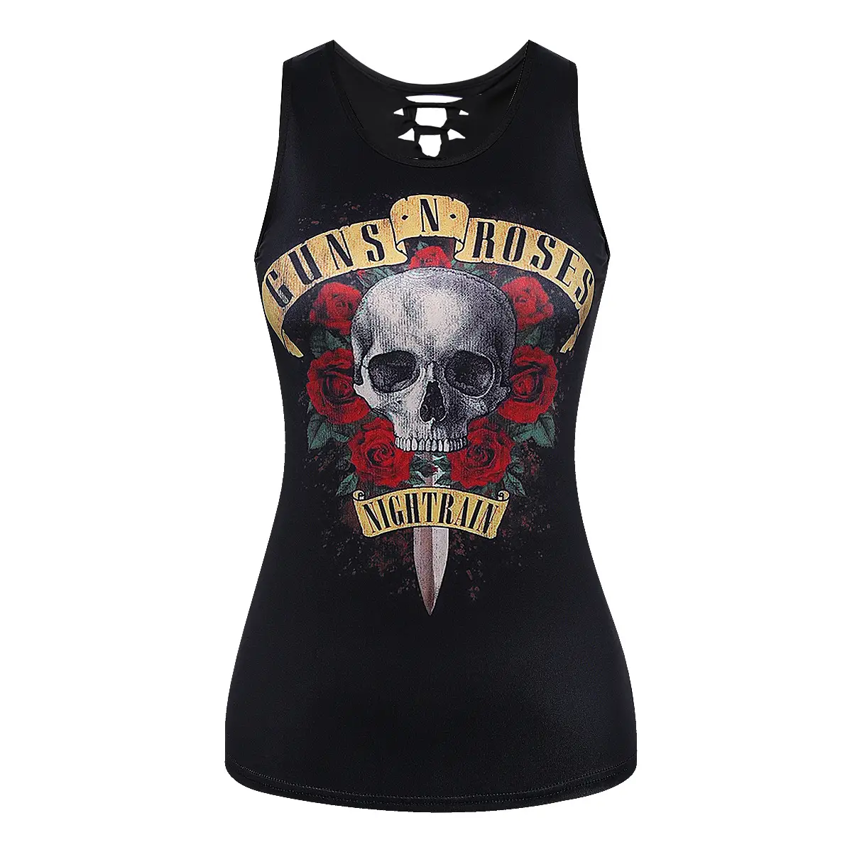 Women's Crosshair Skull Graphic Tank Top Black