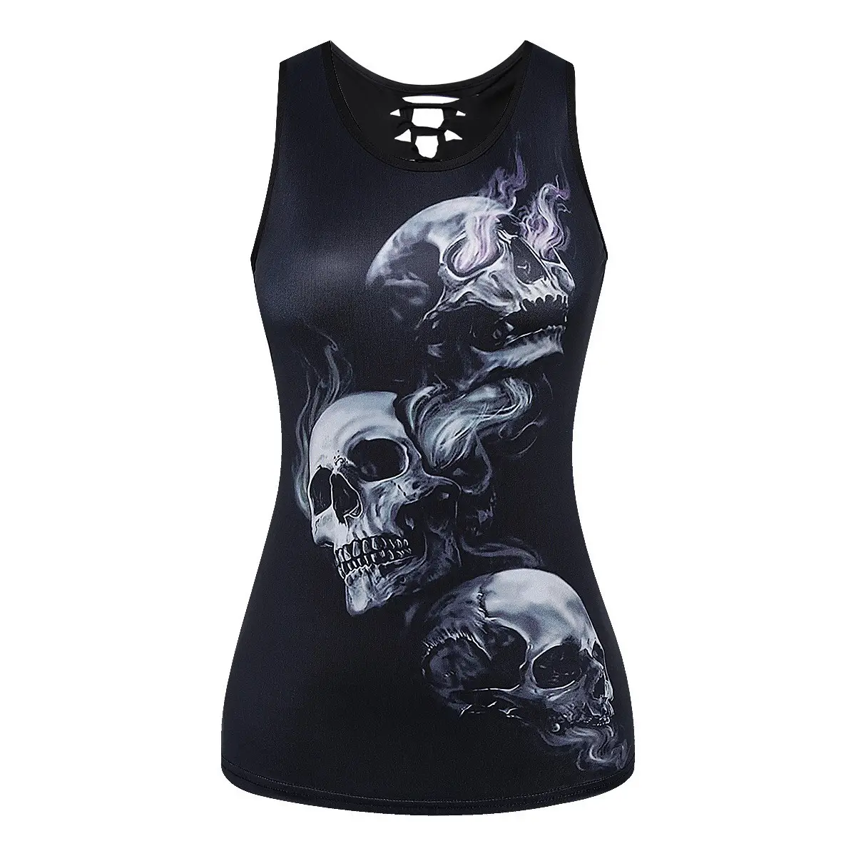 Women's Crosshair Skull Graphic Tank Top Black