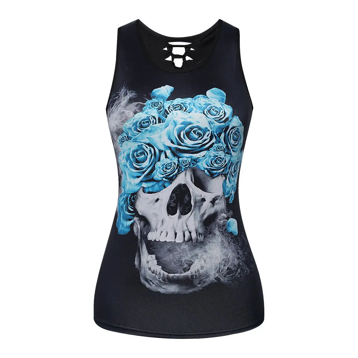 Women's Crosshair Skull Graphic Tank Top Black