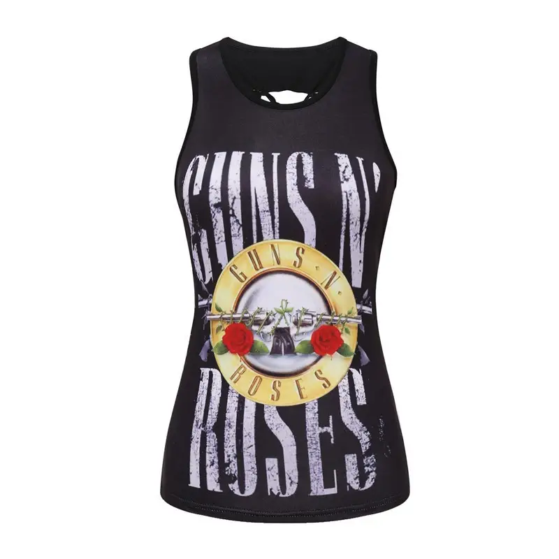 Women's Crosshair Skull Graphic Tank Top Black