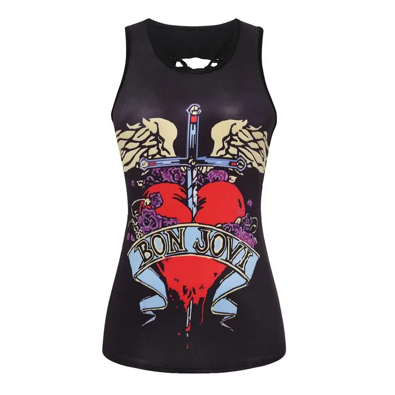 Women's Crosshair Skull Graphic Tank Top Black