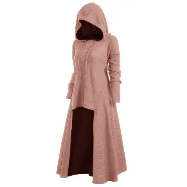 Women's Maroon Hooded Hoodie Jacket Plus Size Loose Fit - Image 8