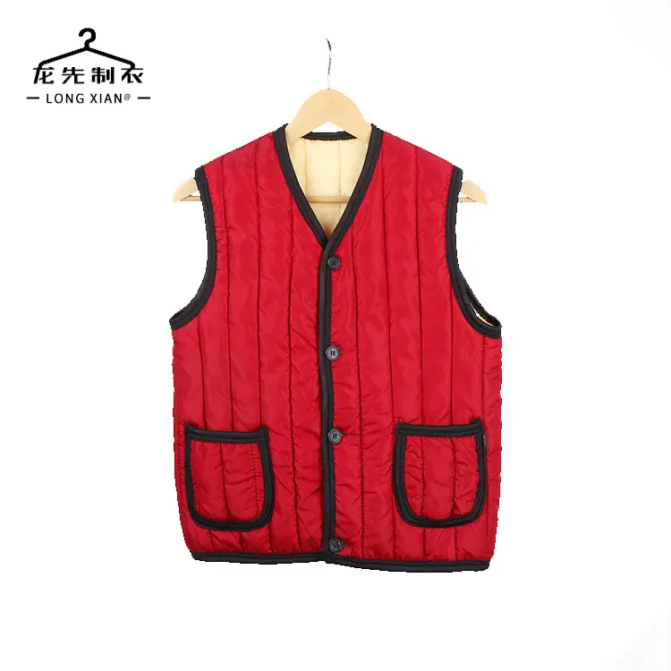Middle-aged Women Cotton Fleece Vest Navy Blue
