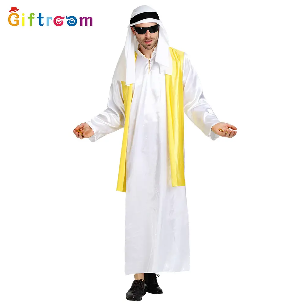 Arabian Gold Vest Party Costume White Long Sleeve - Image 2
