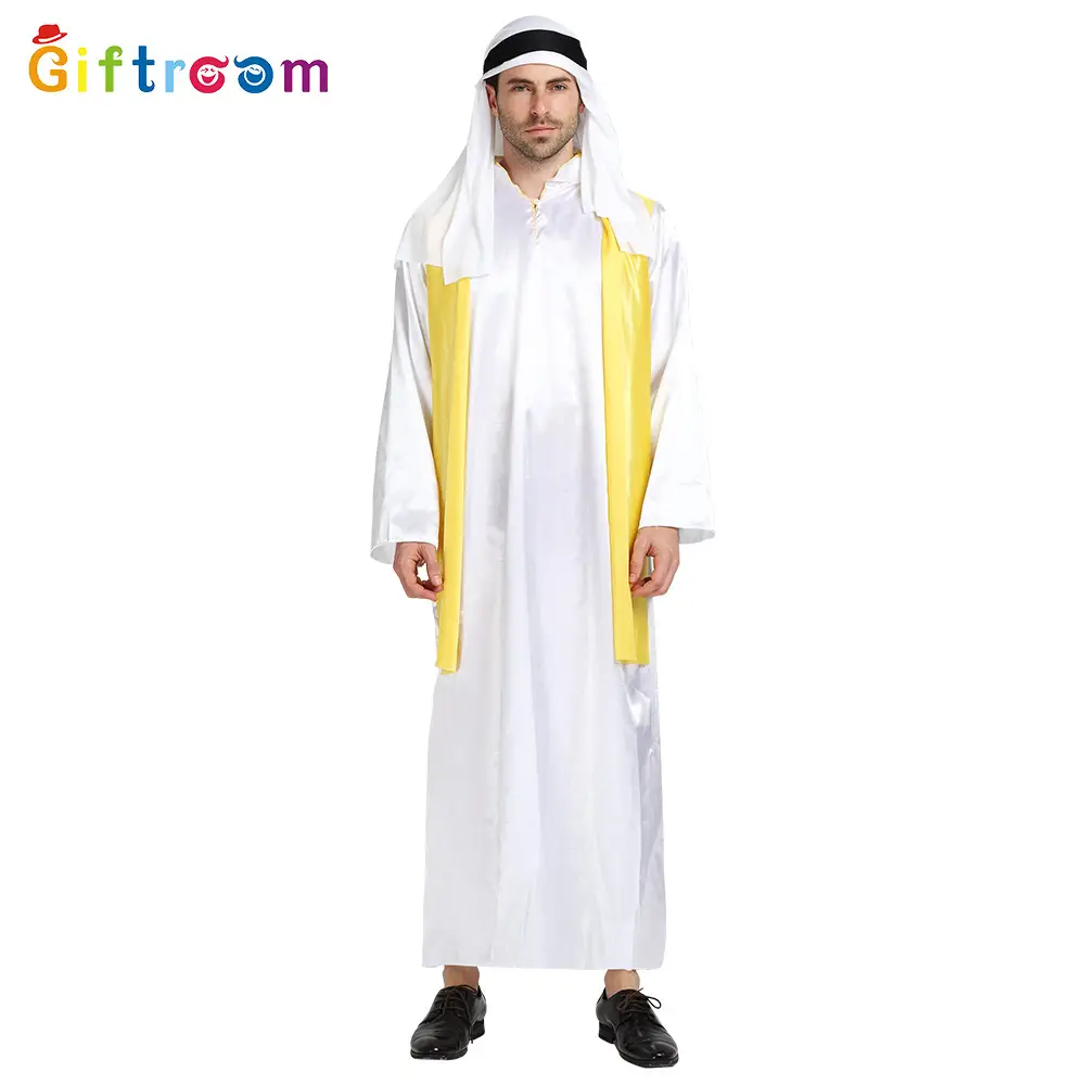 Arabian Gold Vest Party Costume White Long Sleeve - Image 3