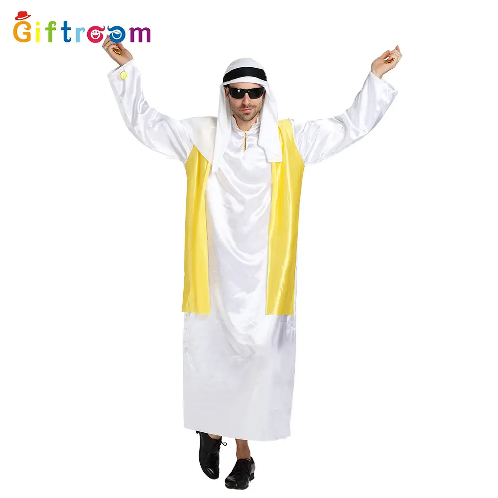 Arabian Gold Vest Party Costume White Long Sleeve - Image 4