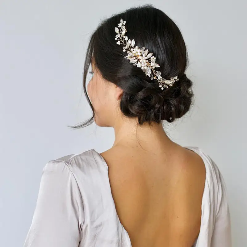 Pearl Leaf Hair Comb for Bridal Wedding Accessories - Image 4