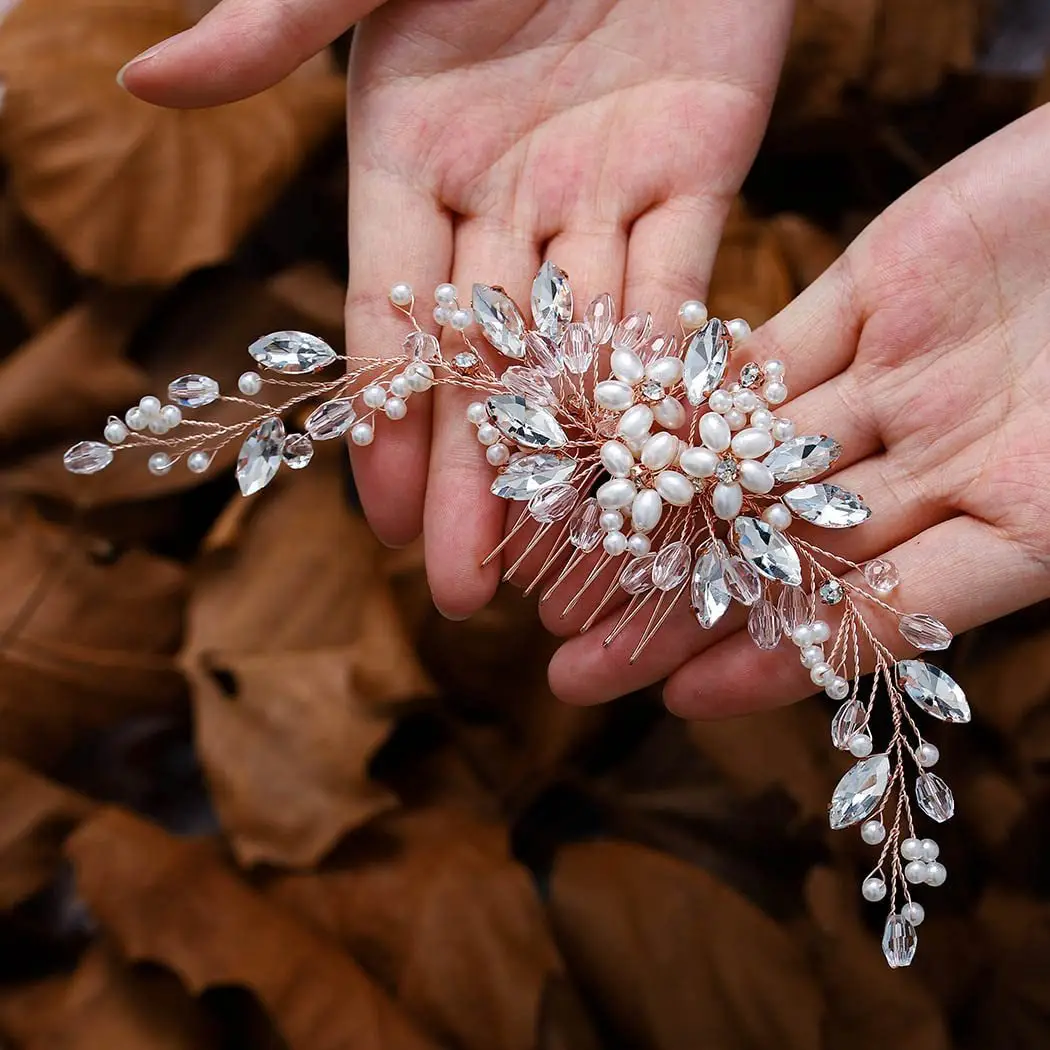 Pearl Leaf Hair Comb for Bridal Wedding Accessories - Image 2