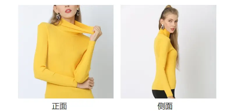 White Turtleneck Knitted Shirt for Women Plus Size — feature 17