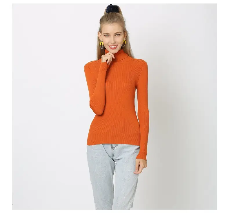 White Turtleneck Knitted Shirt for Women Plus Size — feature 20