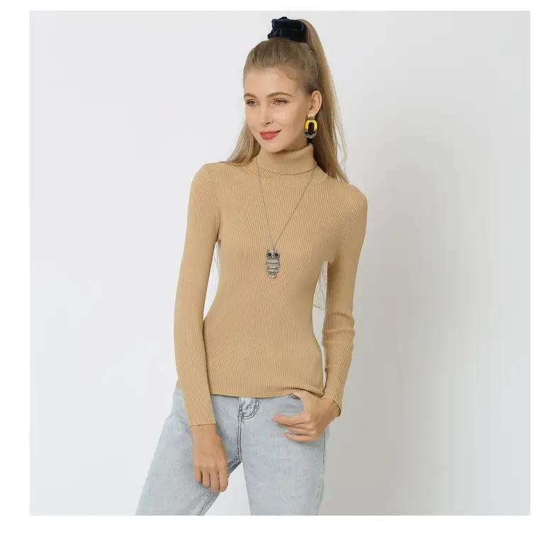 White Turtleneck Knitted Shirt for Women Plus Size — feature 21