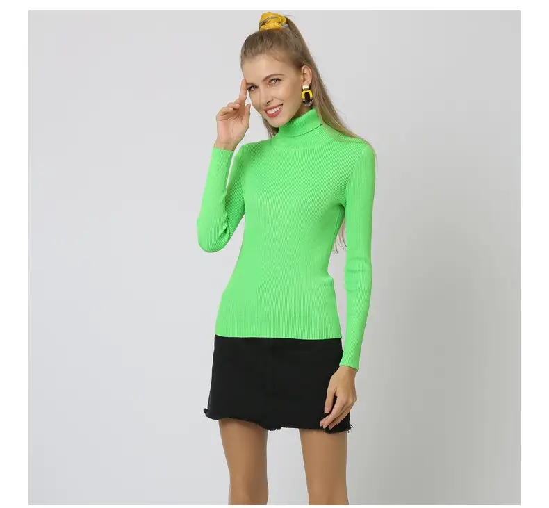 White Turtleneck Knitted Shirt for Women Plus Size — feature 24