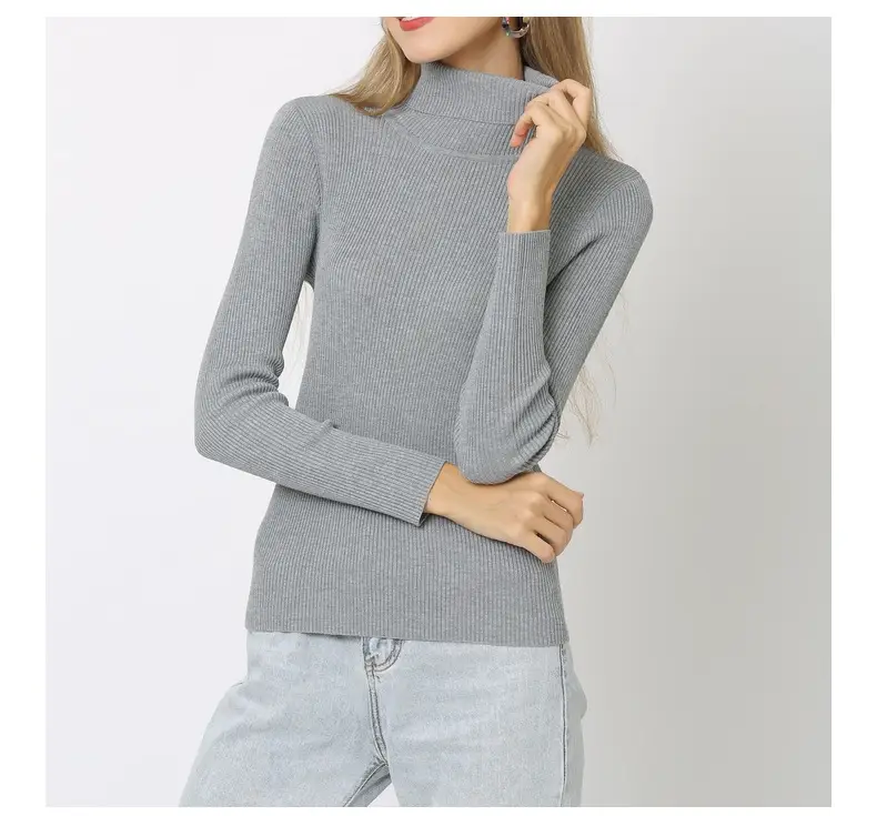 White Turtleneck Knitted Shirt for Women Plus Size — feature 26