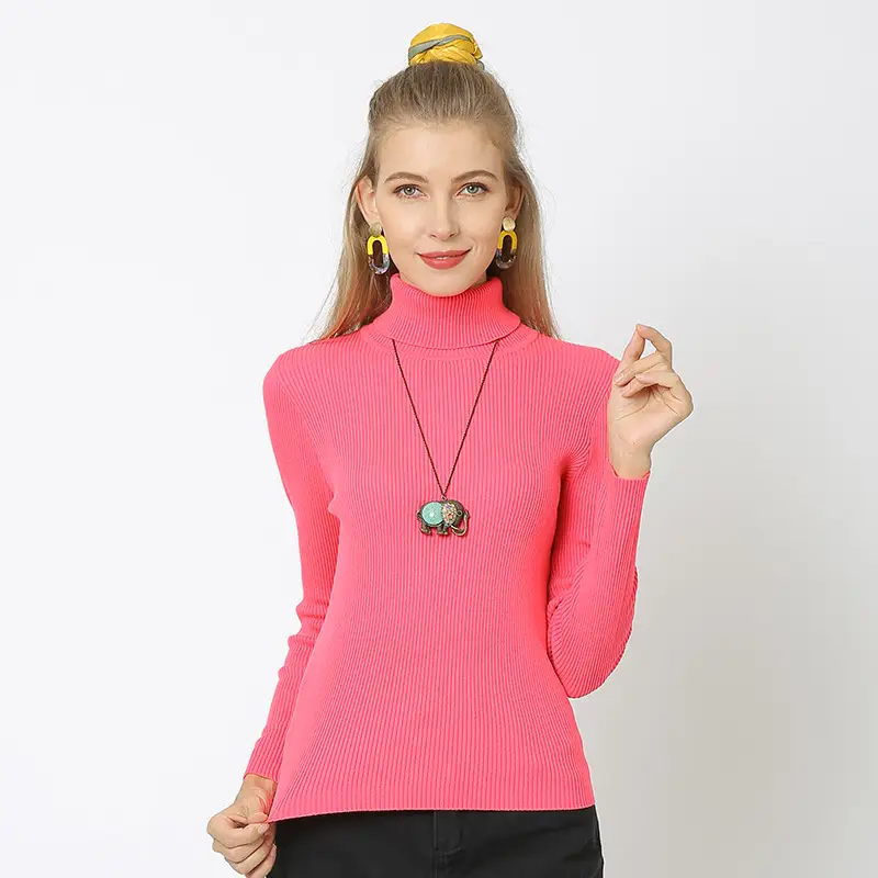 White Turtleneck Knitted Shirt for Women Plus Size