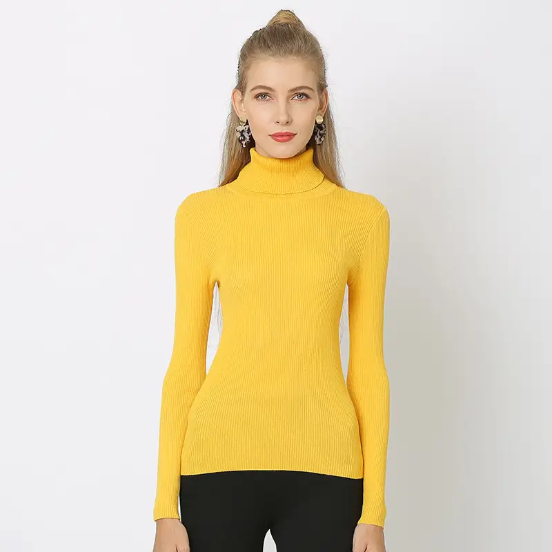 White Turtleneck Knitted Shirt for Women Plus Size