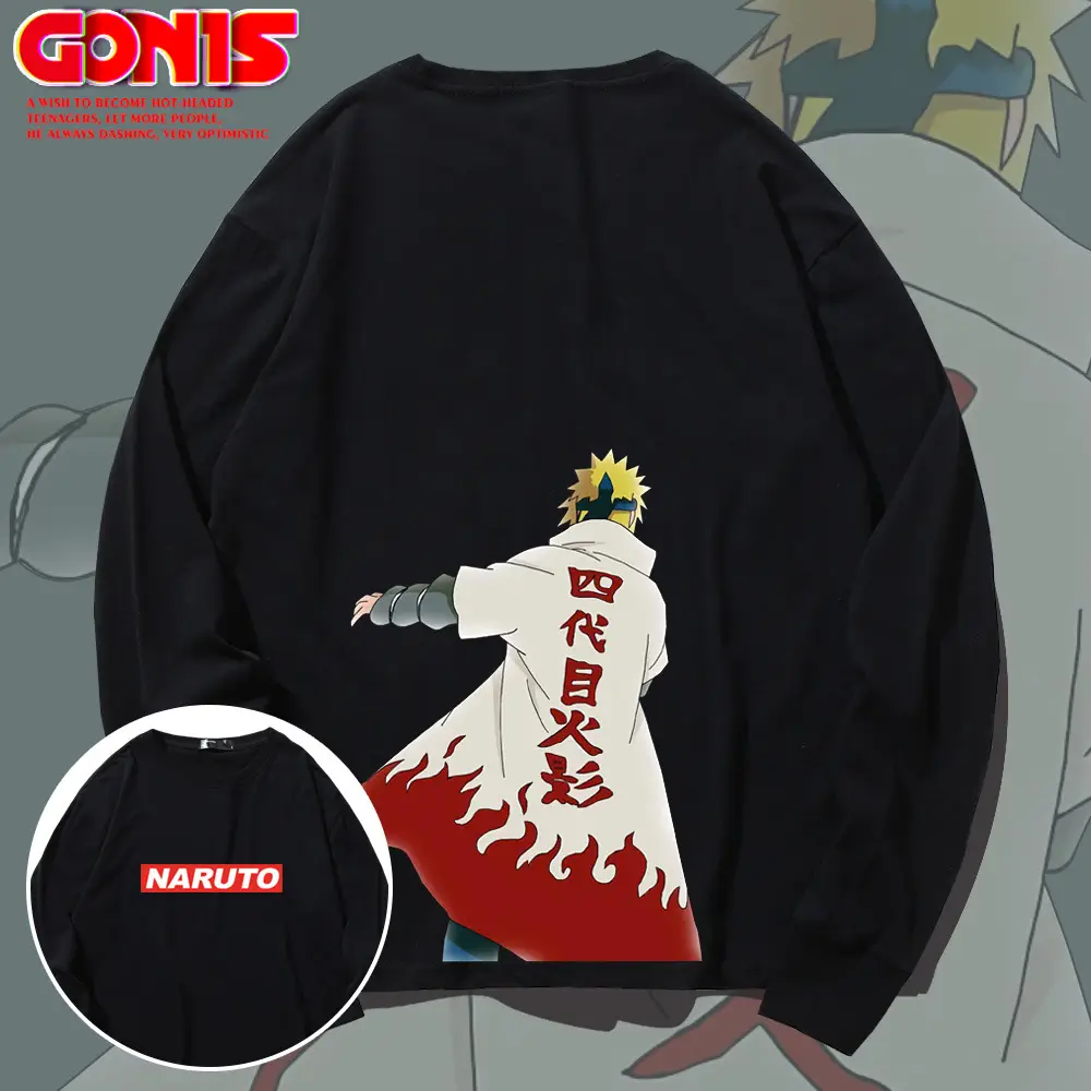 Men Anime Karate Long Sleeve T-Shirt Black Cotton - Image 9