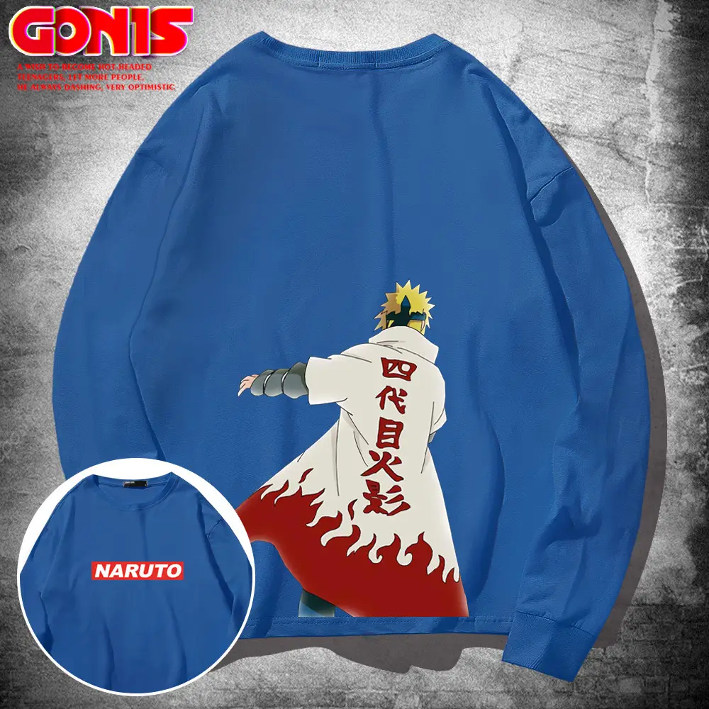 Men Anime Karate Long Sleeve T-Shirt Black Cotton - Image 5
