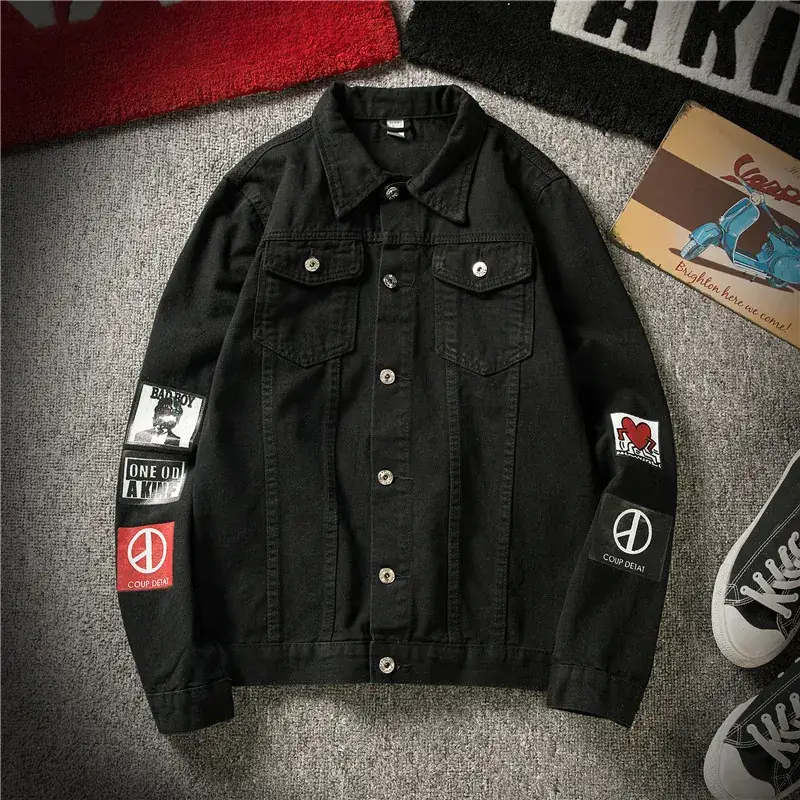 Men's Light Blue Ripped Korean Style Denim Jacket