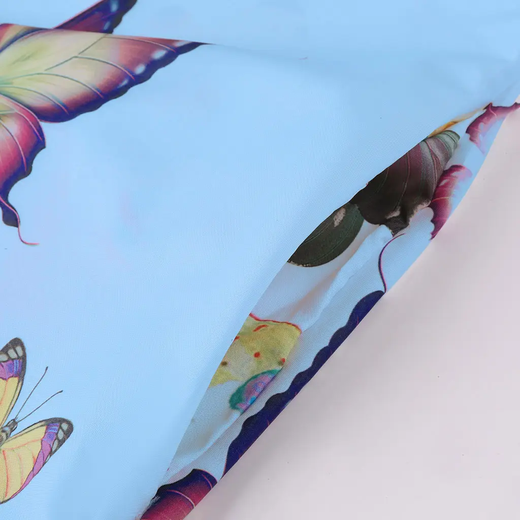Women Butterfly Print V Neck Long Sleeve Dress Yellow — feature 6