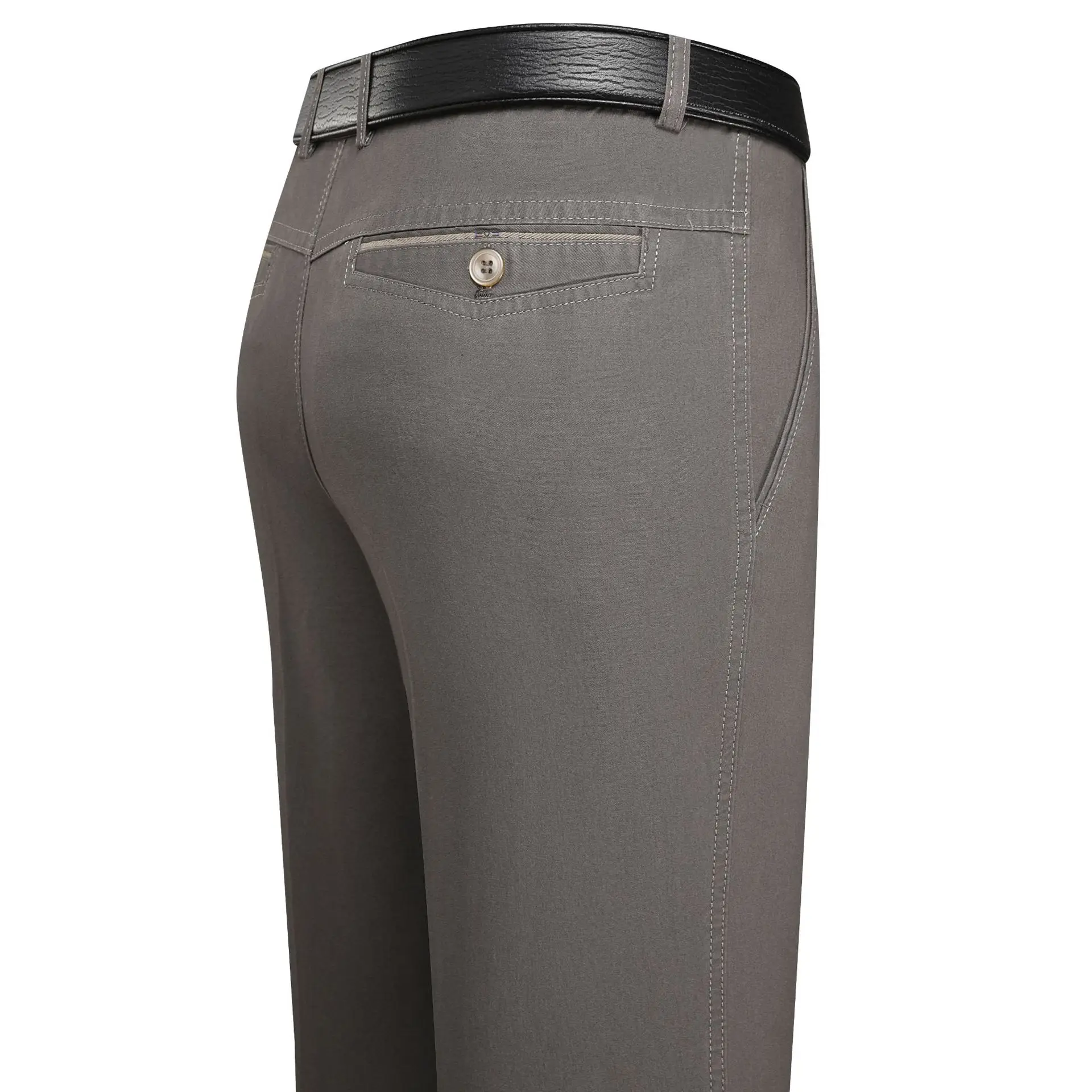 Men Pure Cotton Summer Pants Dark Grey Middle Waist - Image 5