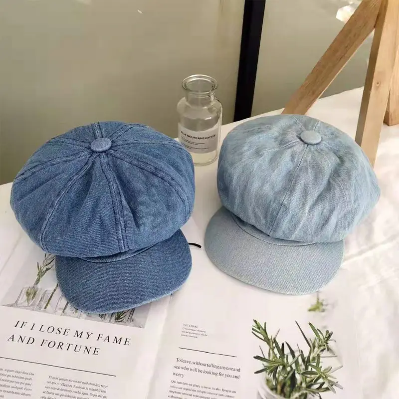 Blue Korean-style Denim Cap for Men Women Loose Casual All-match