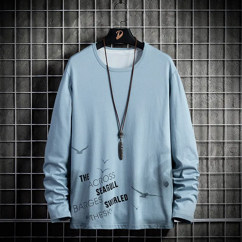 Men's White Long Sleeve Korean Style T-Shirt - Image 4