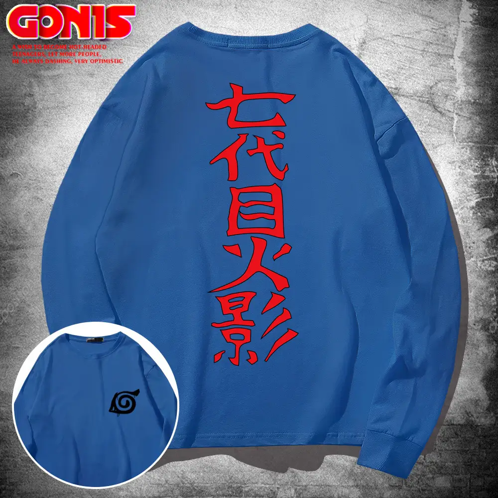 Men's Blue Hip Hop Sweatshirt Long Sleeve Cotton Loose Fit - Image 5