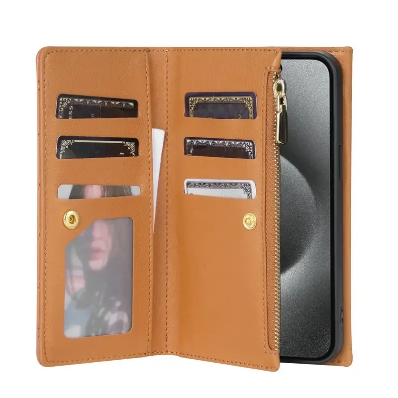 Apple iPhone 17 Air Multi-Zipper Phone Case Leather