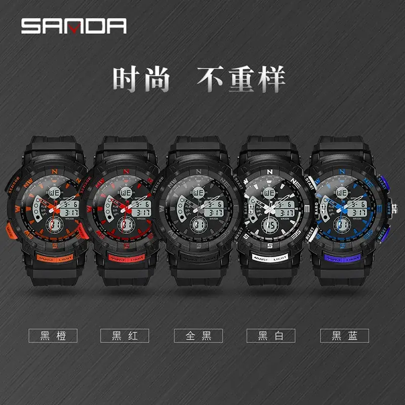 Sanda Men's Multi-Functional Waterproof Digital Watch Black Blue - Image 6