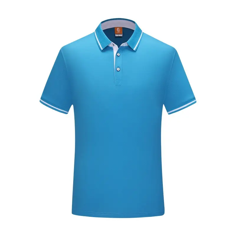 Men Blue Polo Shirt with White Trim - Image 10