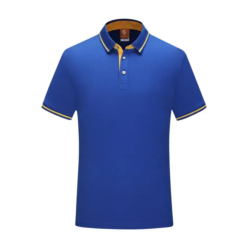 Men Blue Polo Shirt with White Trim - Image 6