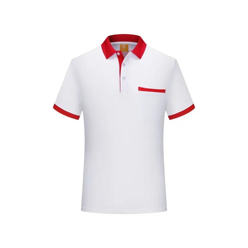 Men White Polo Shirt with Red Trim Short Sleeve - Image 2