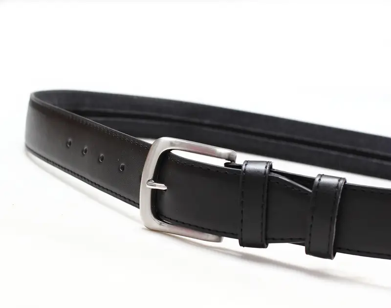 Men's Black Zipper Wallet Belt with Anti-Theft Pin Buckle
