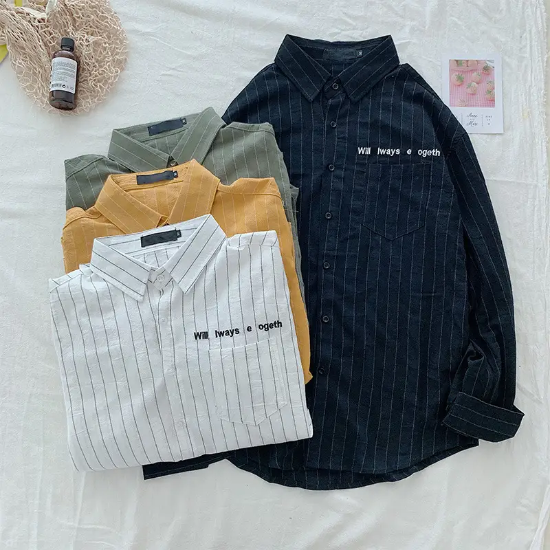 Men Long Sleeve Korean Style Shirt Spring Autumn 2019 - Image 7